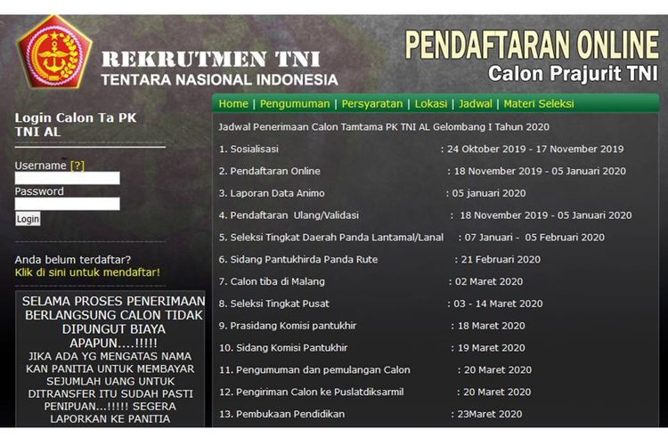 Link Pendaftaran Tni