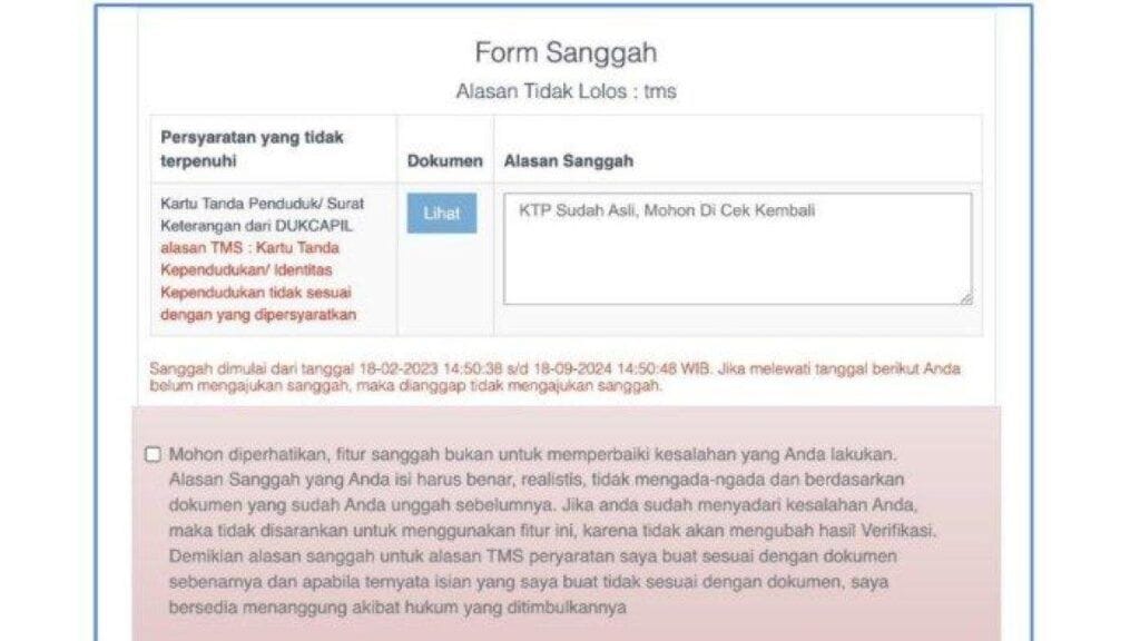 cara sanggah cpns