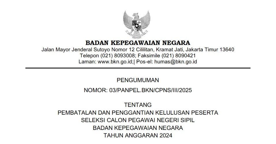 pembatalan kelulusan CPNS